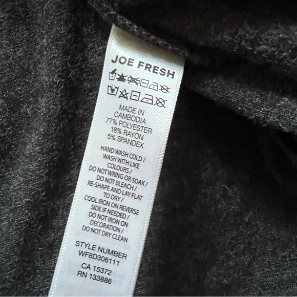 JOE FRESH Grey Long-Sleeve Jersey Stretch Modest Dress Ruffle Hem Bell Sleeve S - Picture 15 of 16